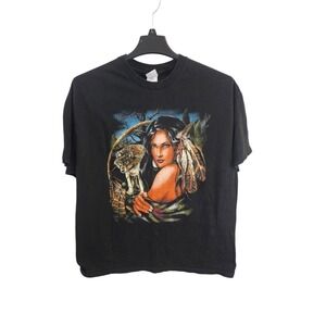 Vintage Native American Woman Dreamcatcher Wolf  90's T-Shirt Men's XL